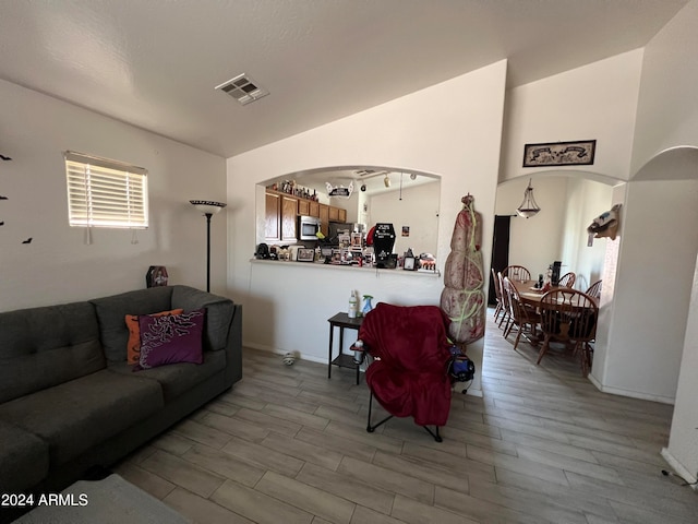 living room featuring wood-type flooring