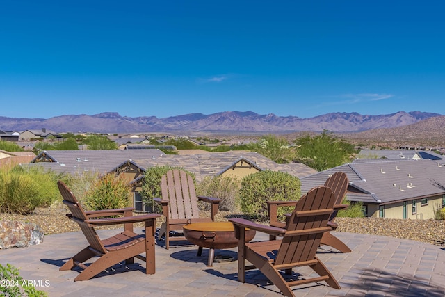 view of patio featuring a mountain view