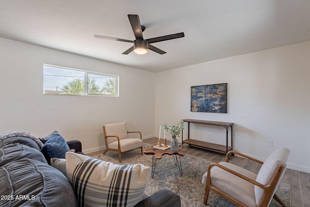 1466 E Nielson Ave, Mesa, AZ 85204 - living room featuring wood finished floors and a ceiling fan