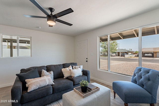 1466 E Nielson Ave, Mesa, AZ 85204 - living area featuring a ceiling fan and wood finished floors