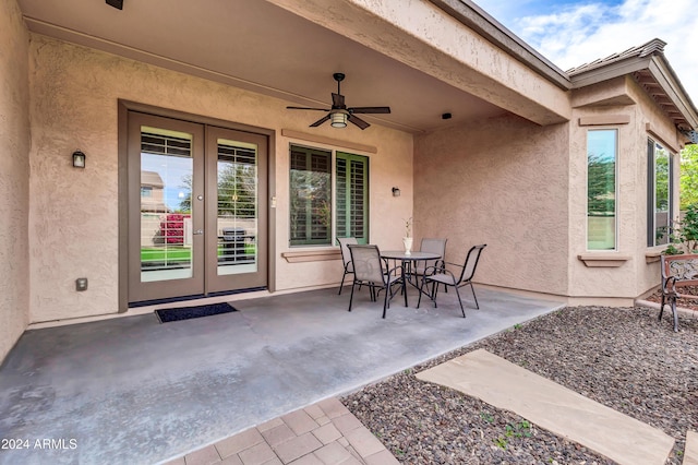 view of patio / terrace featuring ceiling fan