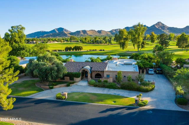 8312 N Golf Dr, Paradise Valley, AZ 85253 - birds eye view of property with a water and mountain view and golf course view