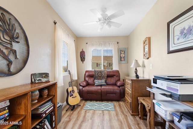 11180 E Navajo Dr, Dewey, AZ 86327 - sitting room with ceiling fan and light wood finished floors