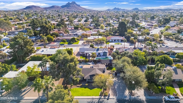 birds eye view of property featuring a residential view and a mountain view