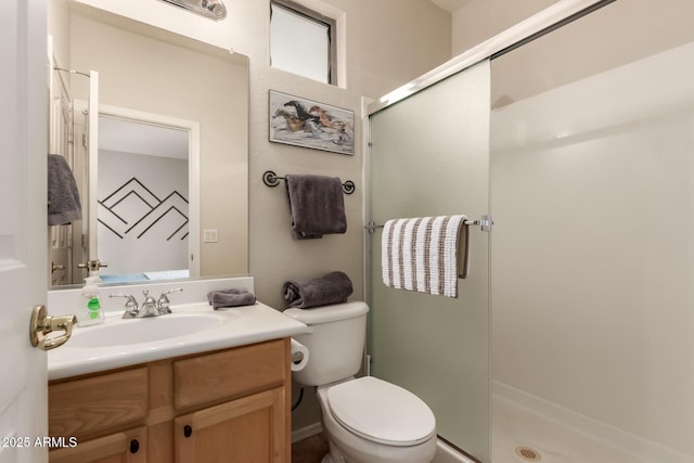 7617 E Desert Honeysuckle Dr, Gold Canyon, AZ 85118 - bathroom with a shower stall, vanity, and toilet