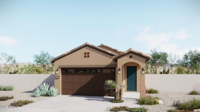 5656 N 205th Ln, Buckeye, AZ 85396 - mediterranean / spanish house with a garage, driveway, and stucco siding
