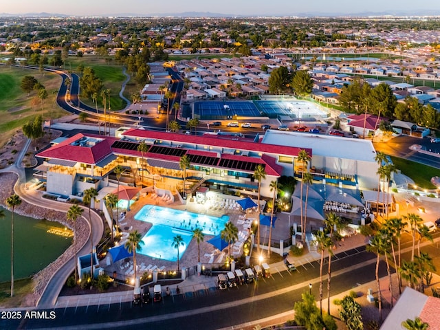 bird's eye view with a residential view