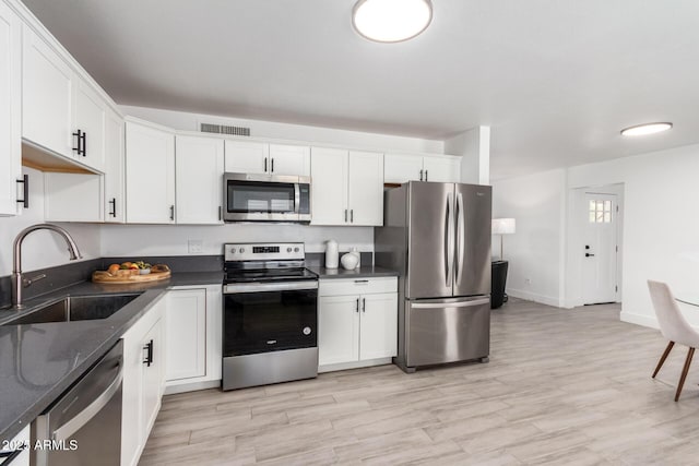 1909 N 74th St, Scottsdale, AZ 85257 - kitchen featuring stainless steel appliances, white cabinetry, and light wood-type flooring