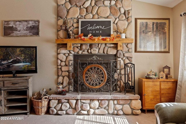 2086 Pinewood Dr, Overgaard, AZ 85933 - detailed view of carpet flooring and a fireplace