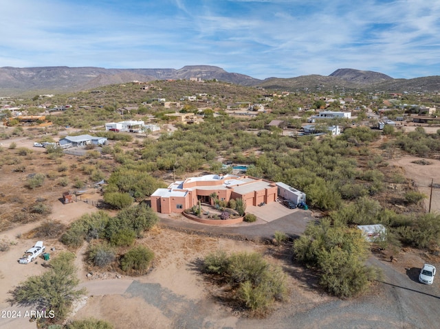 birds eye view of property featuring a mountain view