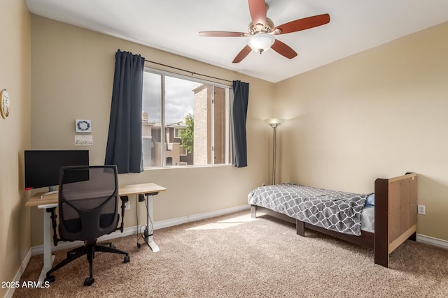 5345 E Van Buren St Unit 258, Phoenix, AZ 85008 - bedroom featuring baseboards, ceiling fan, and carpet flooring