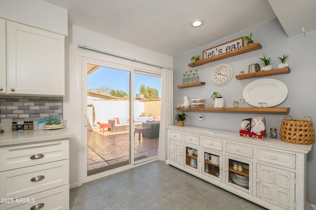 interior space with tile patterned floors