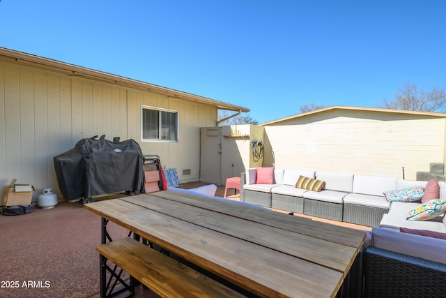 view of patio featuring grilling area and outdoor lounge area