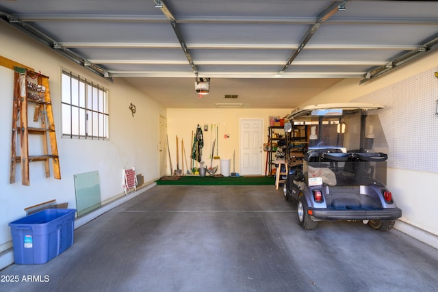 garage with a garage door opener