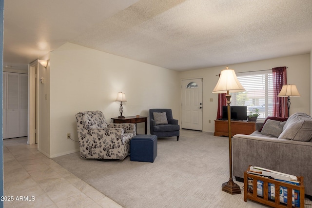 1454 W Capri Ave, Mesa, AZ 85202 - living room featuring light carpet and a textured ceiling