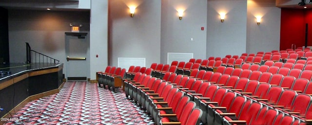 home theater room featuring carpet floors