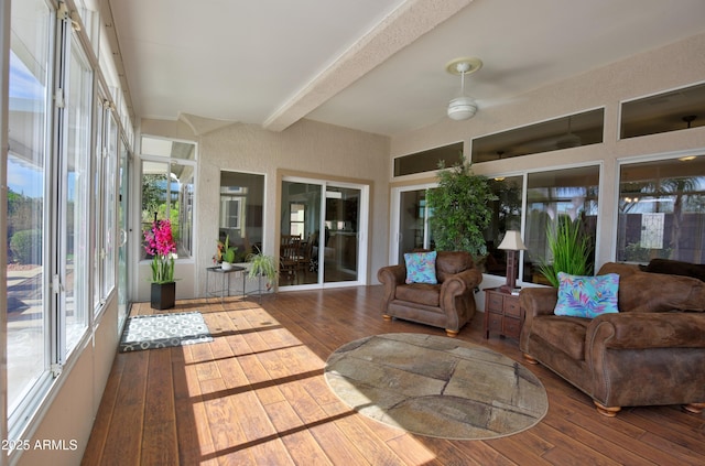 sunroom / solarium with beam ceiling