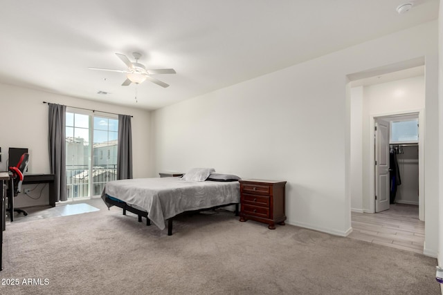 286 E Raleigh Dr, Chandler, AZ 85286 - bedroom featuring carpet floors, access to exterior, a ceiling fan, and baseboards