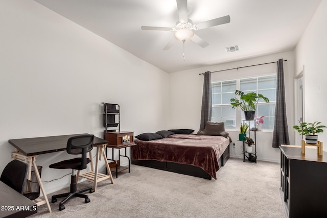 286 E Raleigh Dr, Chandler, AZ 85286 - bedroom featuring light colored carpet, a desk, a ceiling fan, and vaulted ceiling