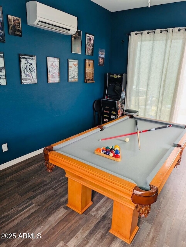 286 E Raleigh Dr, Chandler, AZ 85286 - rec room with a wall unit AC, billiards table, wood finished floors, and baseboards