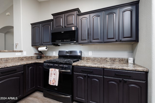 kitchen featuring black range with gas stovetop