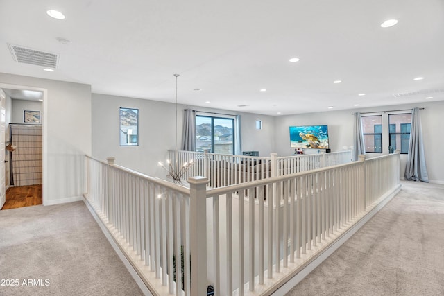 826 E Buist Ave, Phoenix, AZ 85042 - hall with carpet, recessed lighting, an upstairs landing, and baseboards