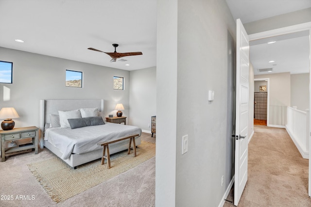 826 E Buist Ave, Phoenix, AZ 85042 - bedroom with carpet flooring, multiple windows, recessed lighting, and a ceiling fan