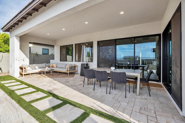 826 E Buist Ave, Phoenix, AZ 85042 - view of patio / terrace featuring an outdoor hangout area, fence, and outdoor dining area