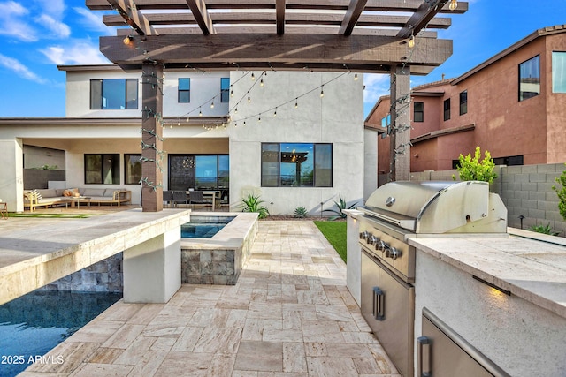 826 E Buist Ave, Phoenix, AZ 85042 - view of patio / terrace with an outdoor living space, area for grilling, a grill, and a pergola