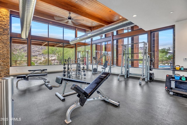 826 E Buist Ave, Phoenix, AZ 85042 - exercise room featuring a ceiling fan and recessed lighting