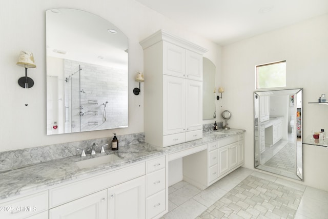 3511 N 39th Pl, Phoenix, AZ 85018 - full bathroom with a shower stall, vanity, and tile patterned floors