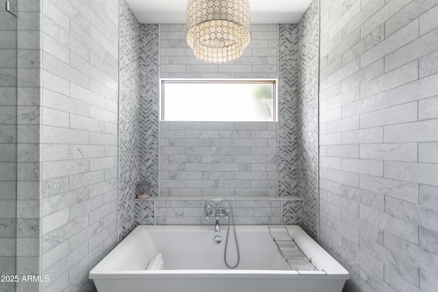 3511 N 39th Pl, Phoenix, AZ 85018 - full bathroom with a freestanding tub and a chandelier