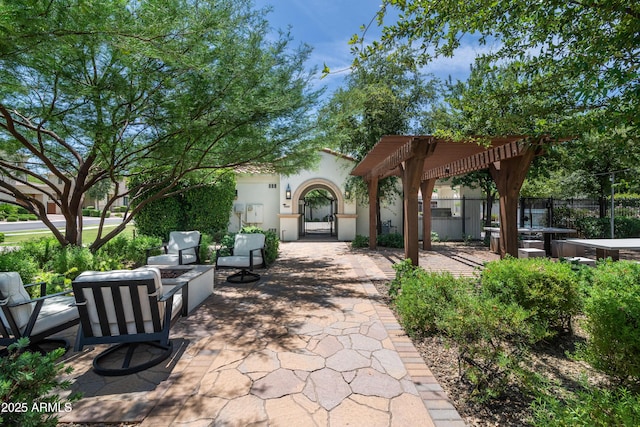3511 N 39th Pl, Phoenix, AZ 85018 - view of patio / terrace featuring a pergola and an outdoor living space