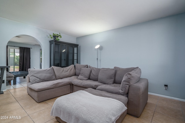 view of tiled living room