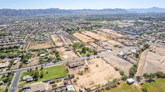 drone / aerial view with a mountain view