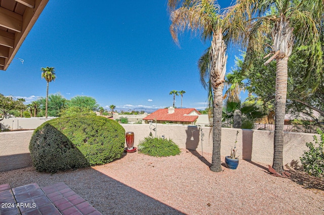 view of yard featuring a patio area and a fenced backyard