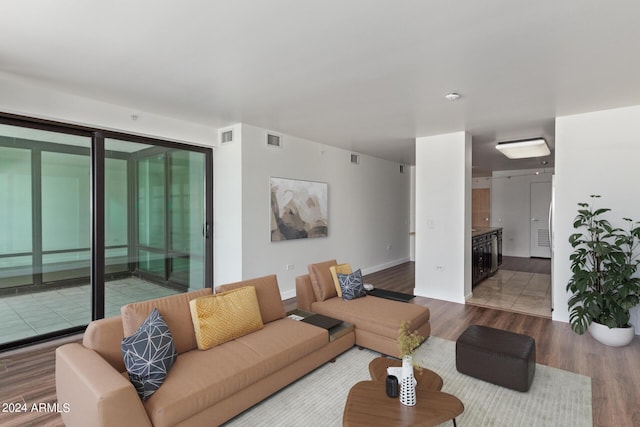 living room featuring hardwood / wood-style flooring