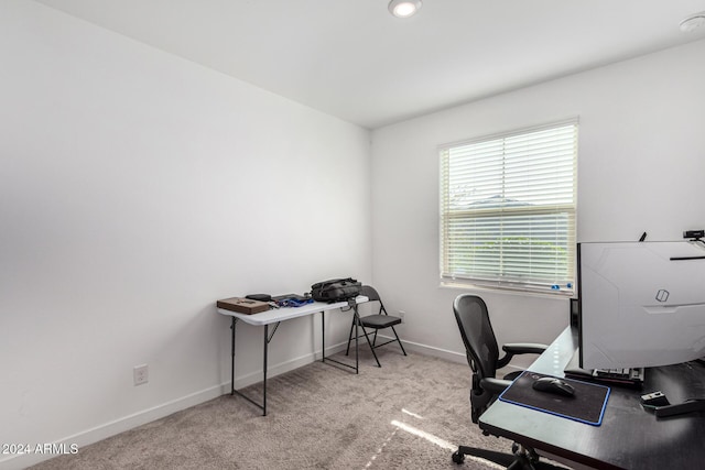 view of carpeted home office