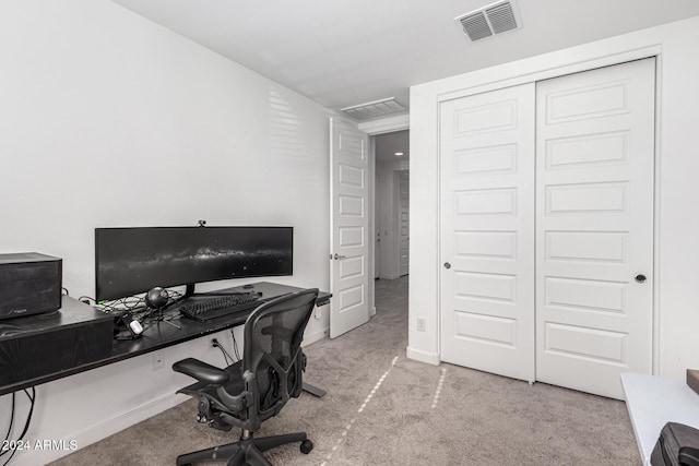 view of carpeted office space