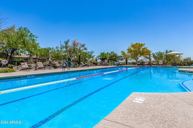 community pool with fence