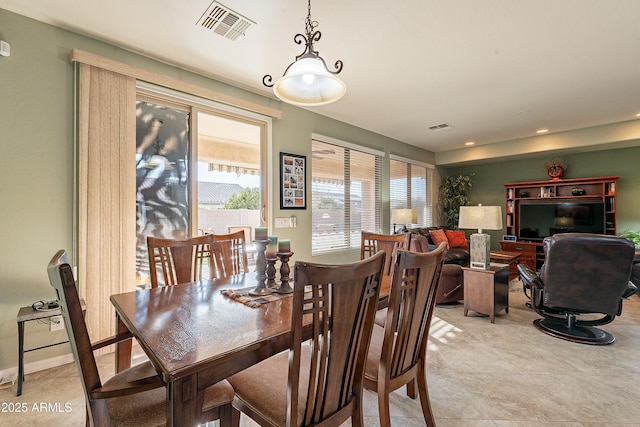 dining space with visible vents