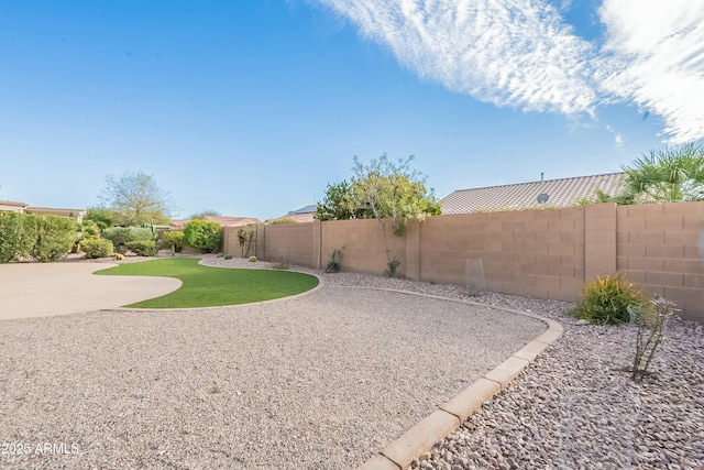 view of yard featuring a patio and a fenced backyard