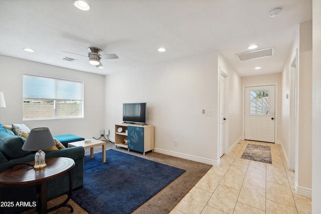 2726 E Fairmount Ave, Phoenix, AZ 85016 - living room featuring recessed lighting, visible vents, and attic access
