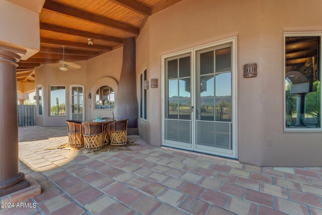 view of patio with ceiling fan