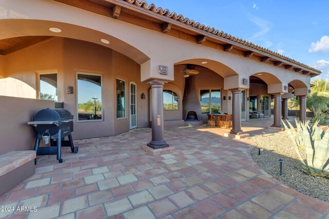 view of patio with area for grilling