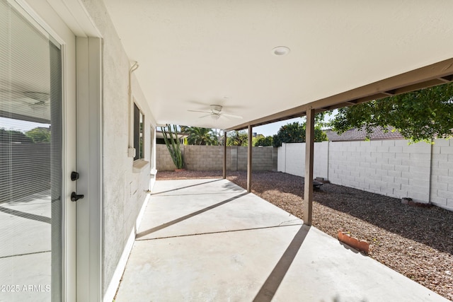 view of patio / terrace with ceiling fan