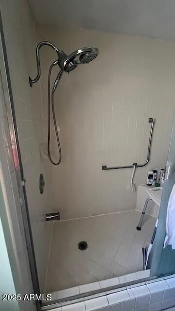 bathroom featuring a stall shower