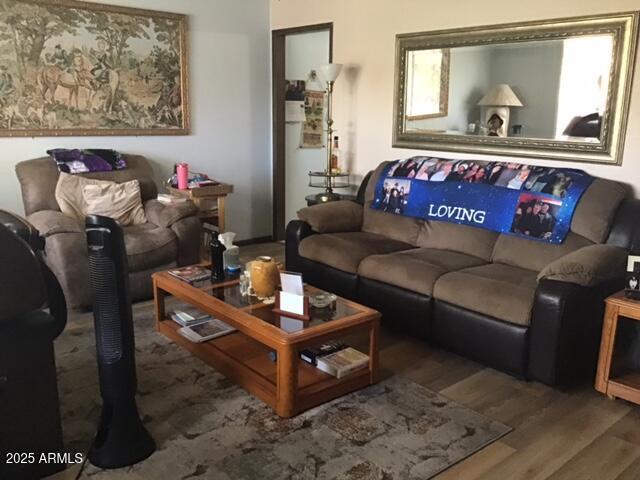 living area with wood finished floors