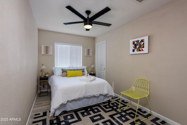 8338 E Monterosa St, Scottsdale, AZ 85251 - bedroom with baseboards, ceiling fan, and wood finished floors