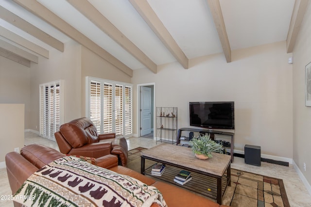 living room featuring baseboards